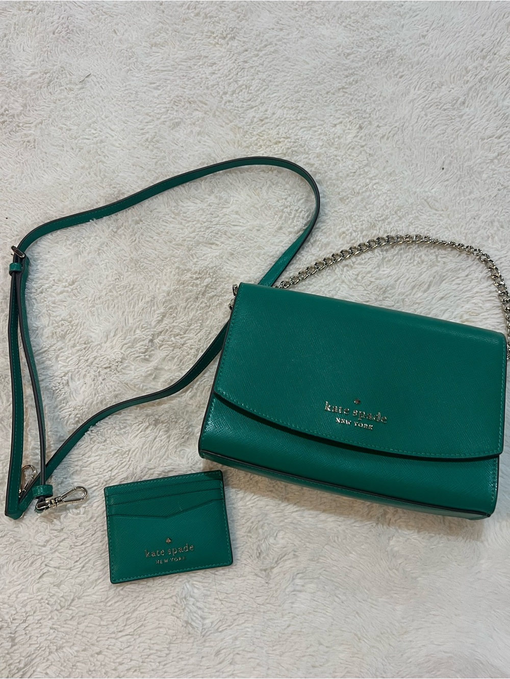 kate spade kelly green Leather Crossbody Bag with Card Case